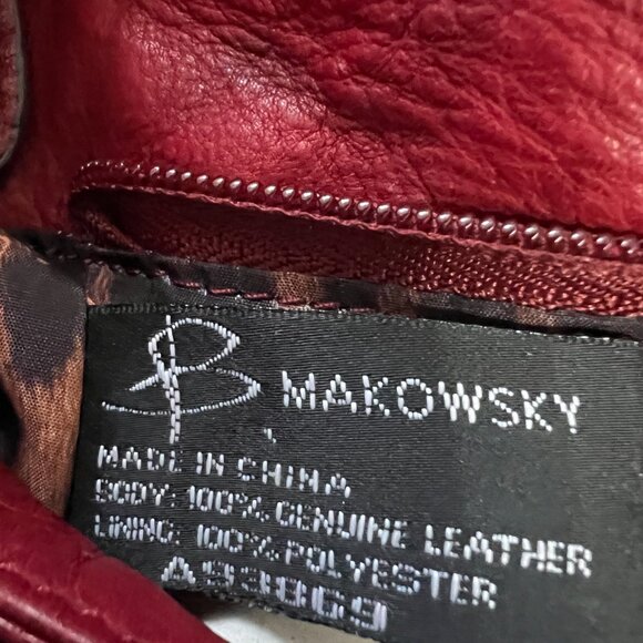 B. Makowsky Red Leather Hobo Bag - Picture 12 of 15